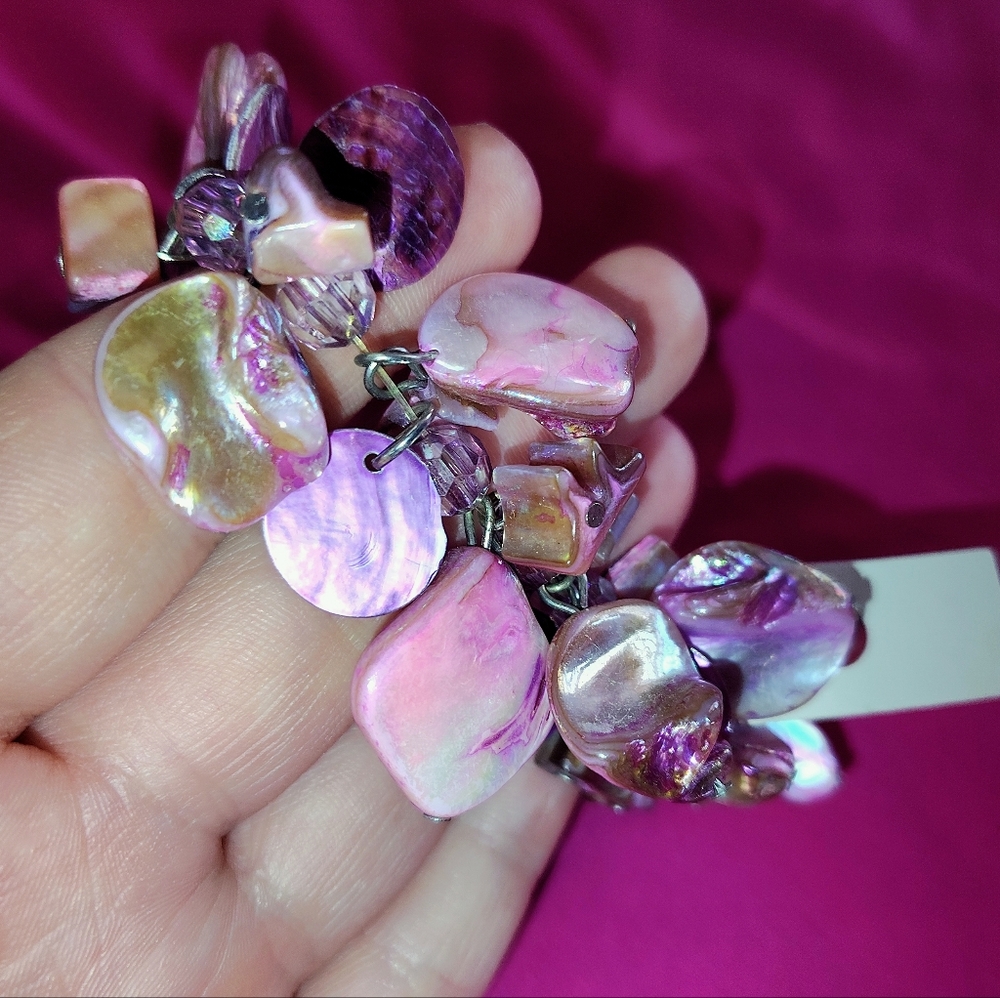 Dressbarn beaded bracelet, pink, purple and white